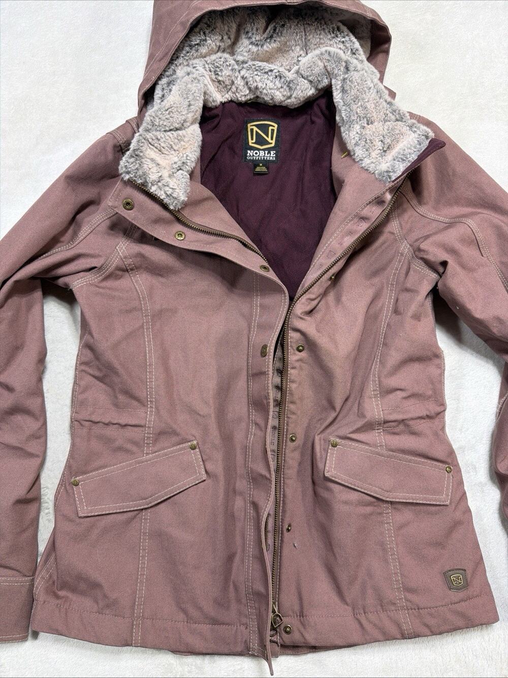 Noble Outfitters FullFlexx Canvas Insulated Equestrian Work Jacket Mauve SZ Med